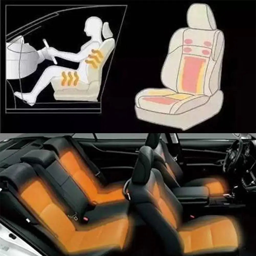 Evrensel 12V Karbon Fiber Araba koltuğu ısıtıcı ısı Pedleri 3 Seviye Isıtmalı Yuvarlak Anahtarı Kiti Kış İsıtıcı klozet kapağı Görüntü 3