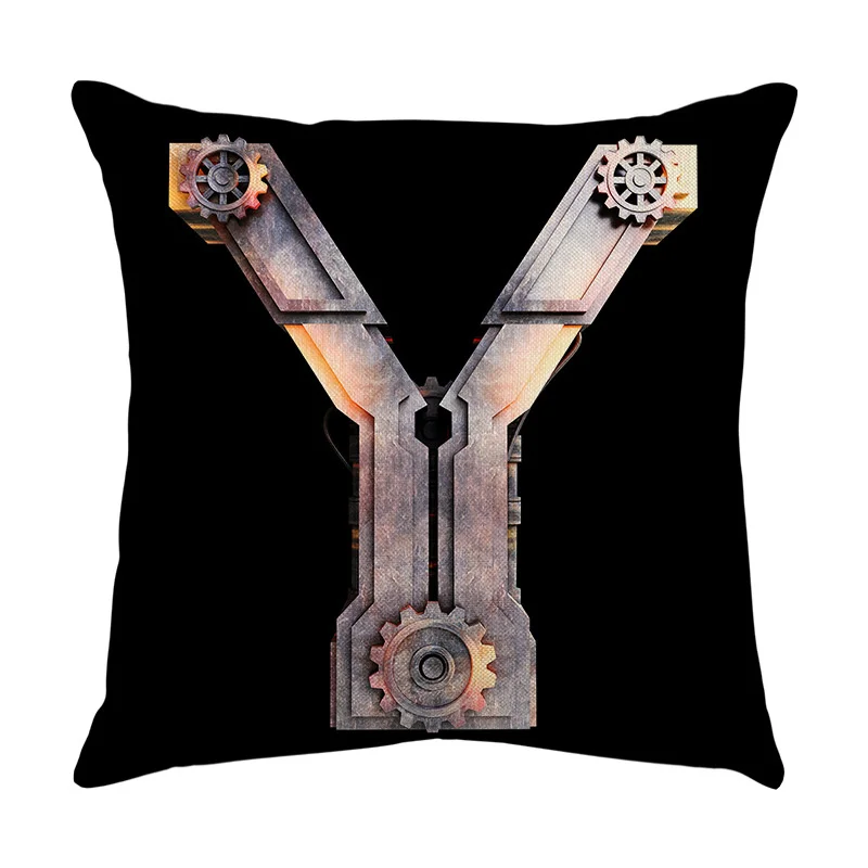 45x45cm İskandinav Yaratıcı Metal Mekanik Dişli Yastık Basit Siyah minder örtüsü Özel 26 İngilizce Mektup Kanepe Pillowslip Görüntü 3