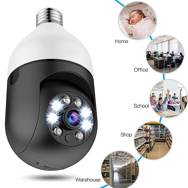 5G WİFİ Kamera E27 Ampul 1080P Ycc365plus Video Gözetim Renkli Gece Görüş Otomatik İzleme bebek izleme monitörü Akıllı Ev 4X Zoom Görüntü 4