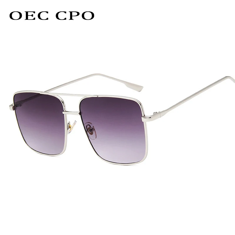 OEC CPO Vintage Kare Güneş Gözlüğü Kadın Erkek Marka Deasigner Metal Gözlük Erkekler Kahverengi Gri Seksi Óculos UV400 O138 Görüntü 1