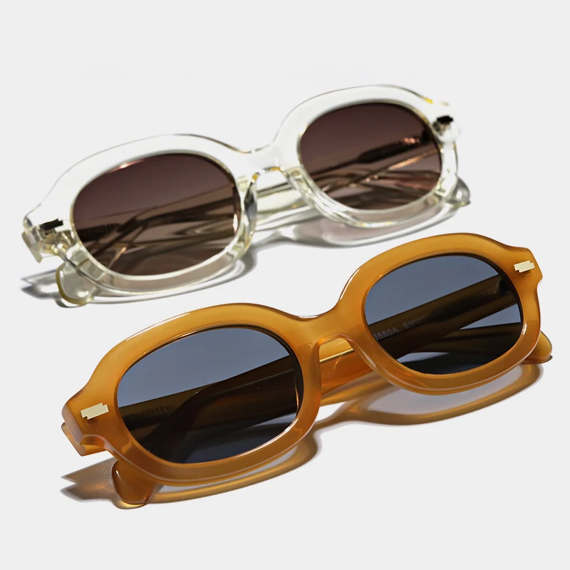 2022 Moda Asetat Güneş kadınlar Vintage Oval Gözlük UV400 Lüks Marka Erkek Kadın açık güneş gözlüğü Görüntü 3
