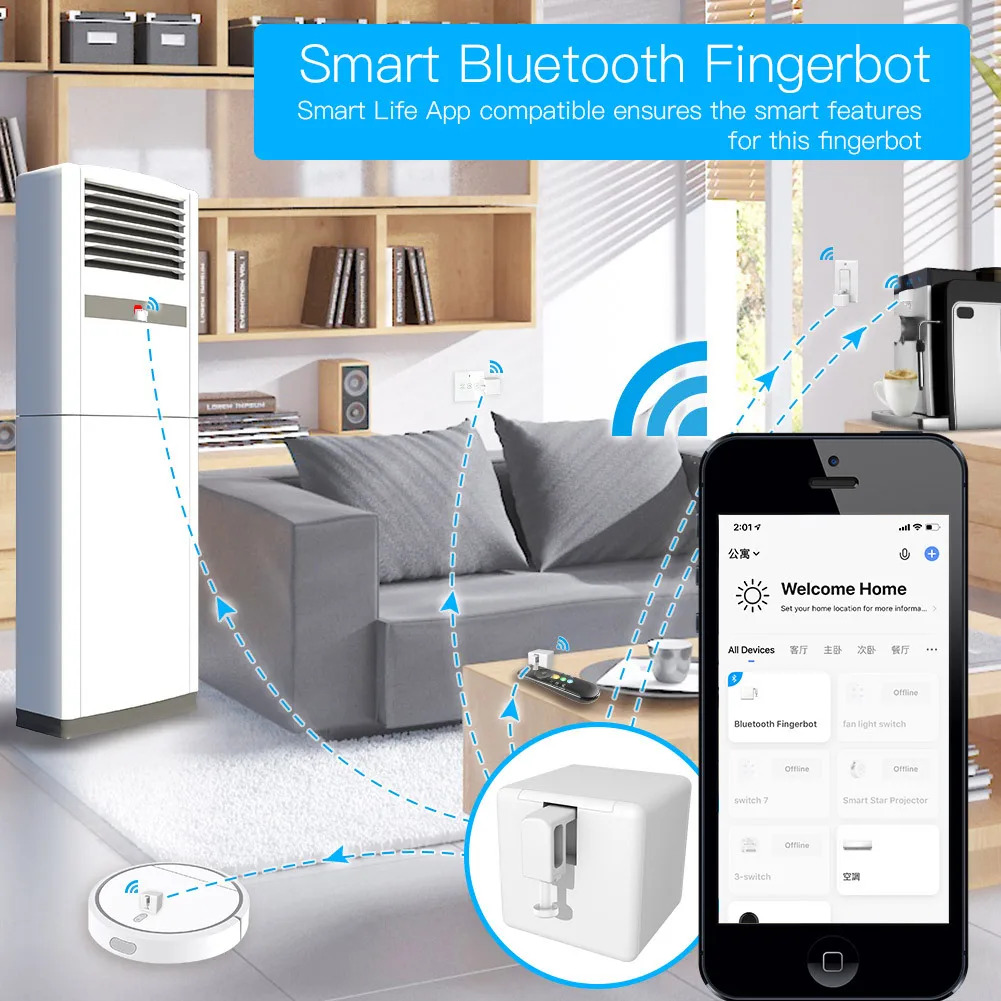 Tuya Akıllı Bluetooth uyumlu Fingerbot Anahtarı Düğmesi İtici Uzaktan Kumanda Akıllı Yaşam App Ve Ses Kontrolü Alexa, Google Görüntü 2