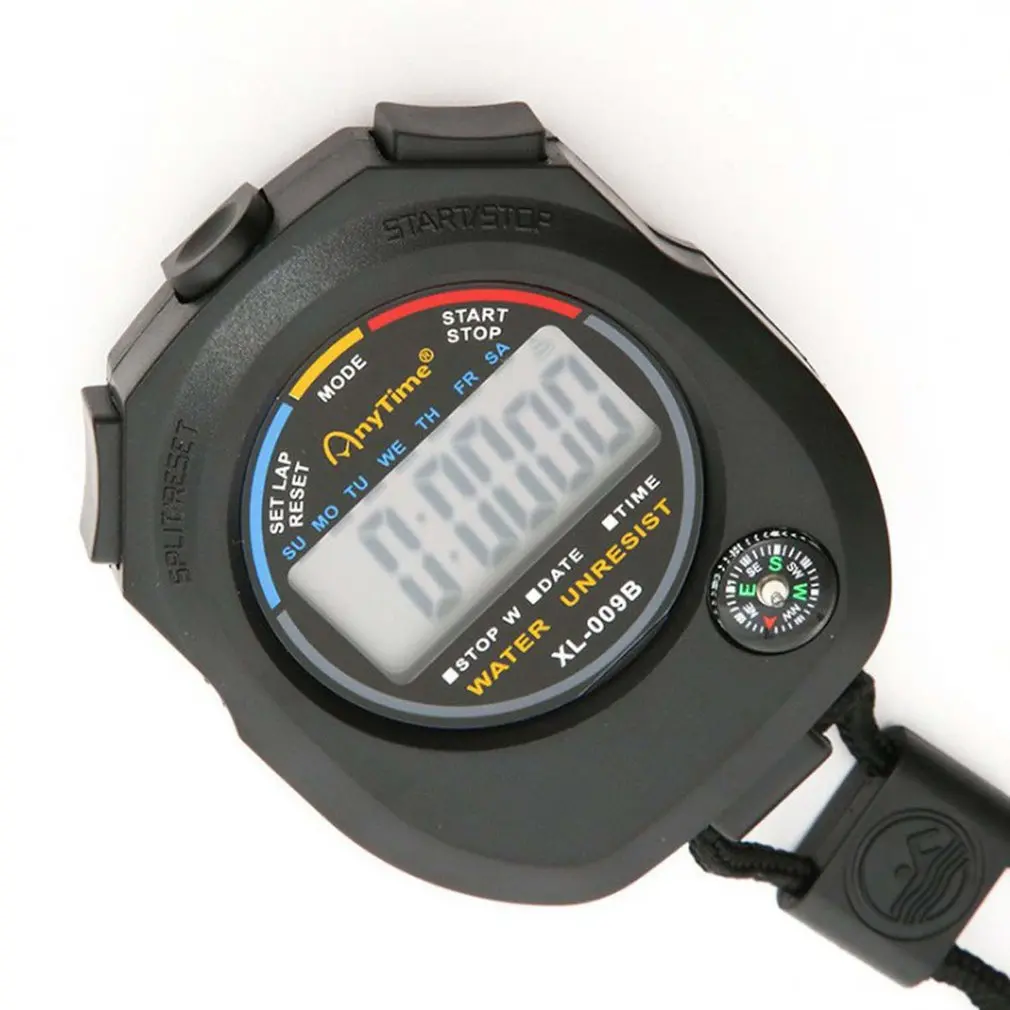Dijital kronometre Çok Fonksiyonlu Taşınabilir Açık Spor Koşu Eğitim Zamanlayıcı Chronograph Zamanlama Alarm Durdurma Takvim İzle Görüntü 4