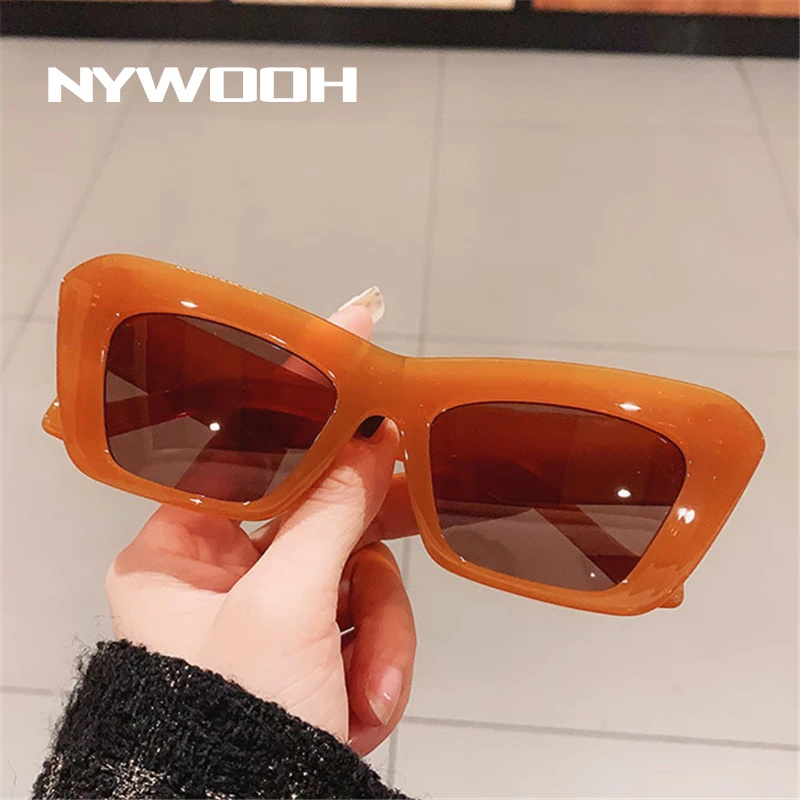 NYWOOH Fashinable Kadın Güneş Gözlüğü Kedi Göz güneş gözlüğü Trend Jöle Renk Gözlük Vintage Üçgen Sunglass Marka Tasarım Görüntü 4