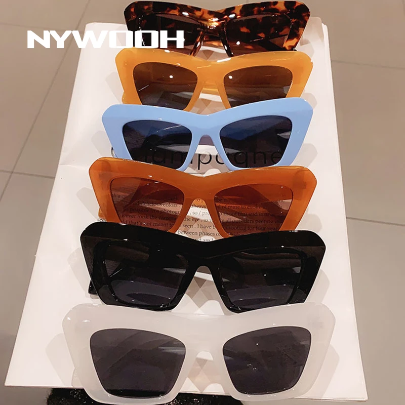 NYWOOH Fashinable Kadın Güneş Gözlüğü Kedi Göz güneş gözlüğü Trend Jöle Renk Gözlük Vintage Üçgen Sunglass Marka Tasarım Görüntü 5