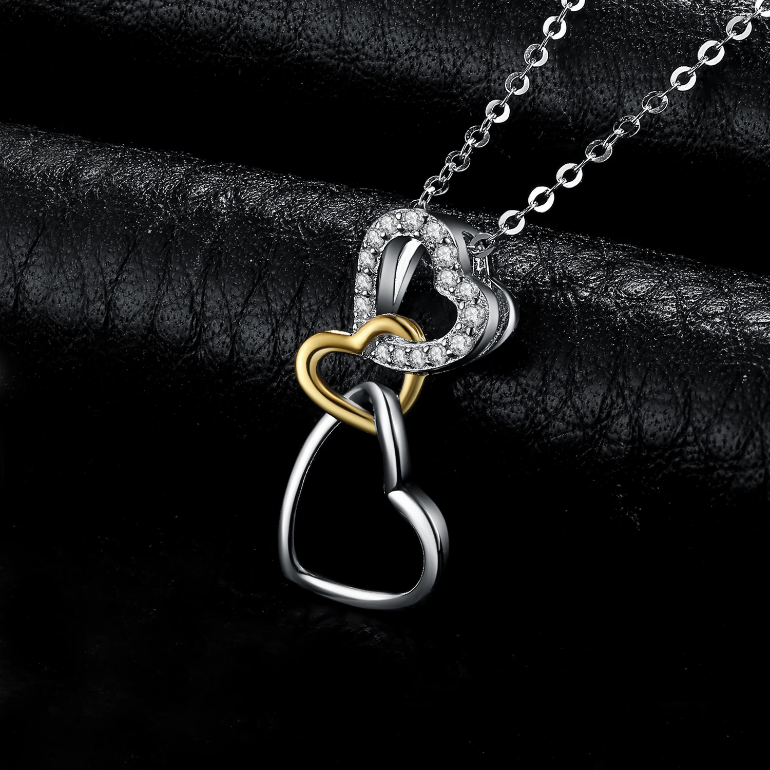 JewelryPalace Kalp Aşk Düğüm 925 Ayar Gümüş Altın Kübik Zirkonya Simüle Elmas Kolye Kolye Kadınlar ıçin Hiçbir Zincir Görüntü 1