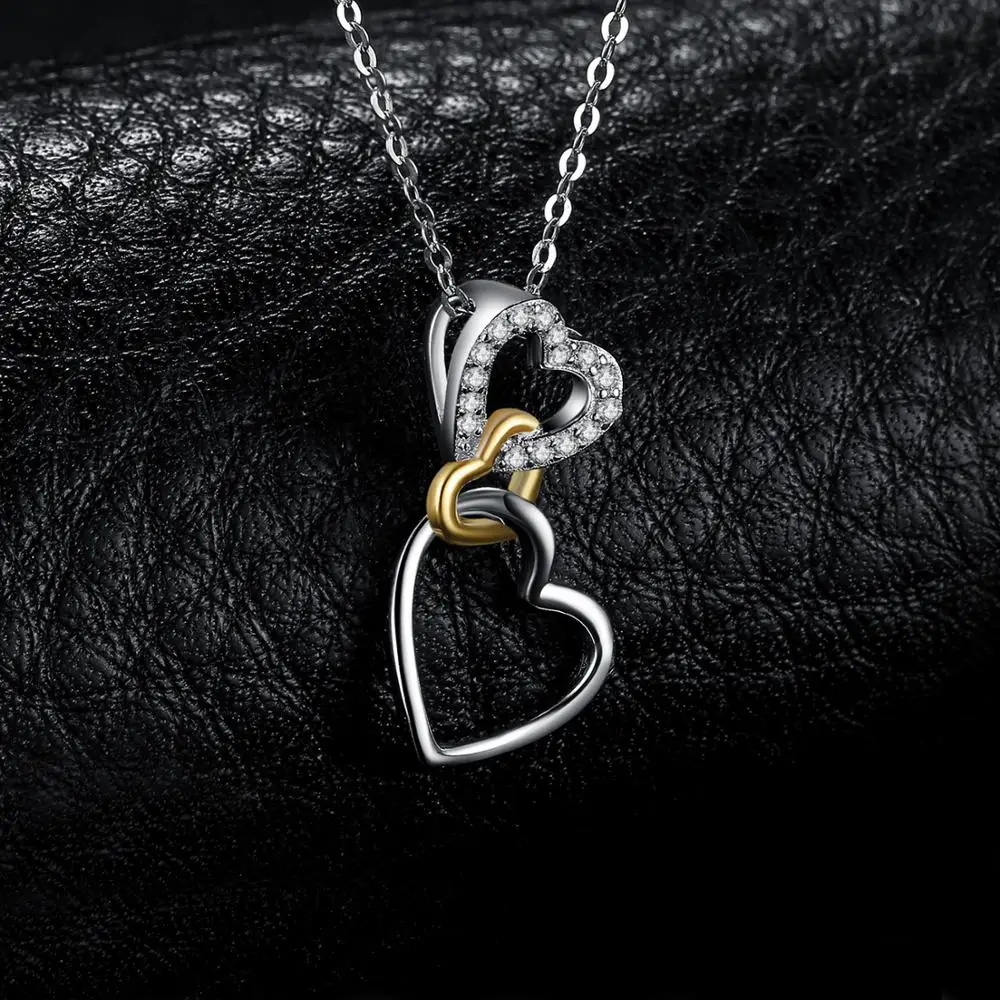 JewelryPalace Kalp Aşk Düğüm 925 Ayar Gümüş Altın Kübik Zirkonya Simüle Elmas Kolye Kolye Kadınlar ıçin Hiçbir Zincir Görüntü 2