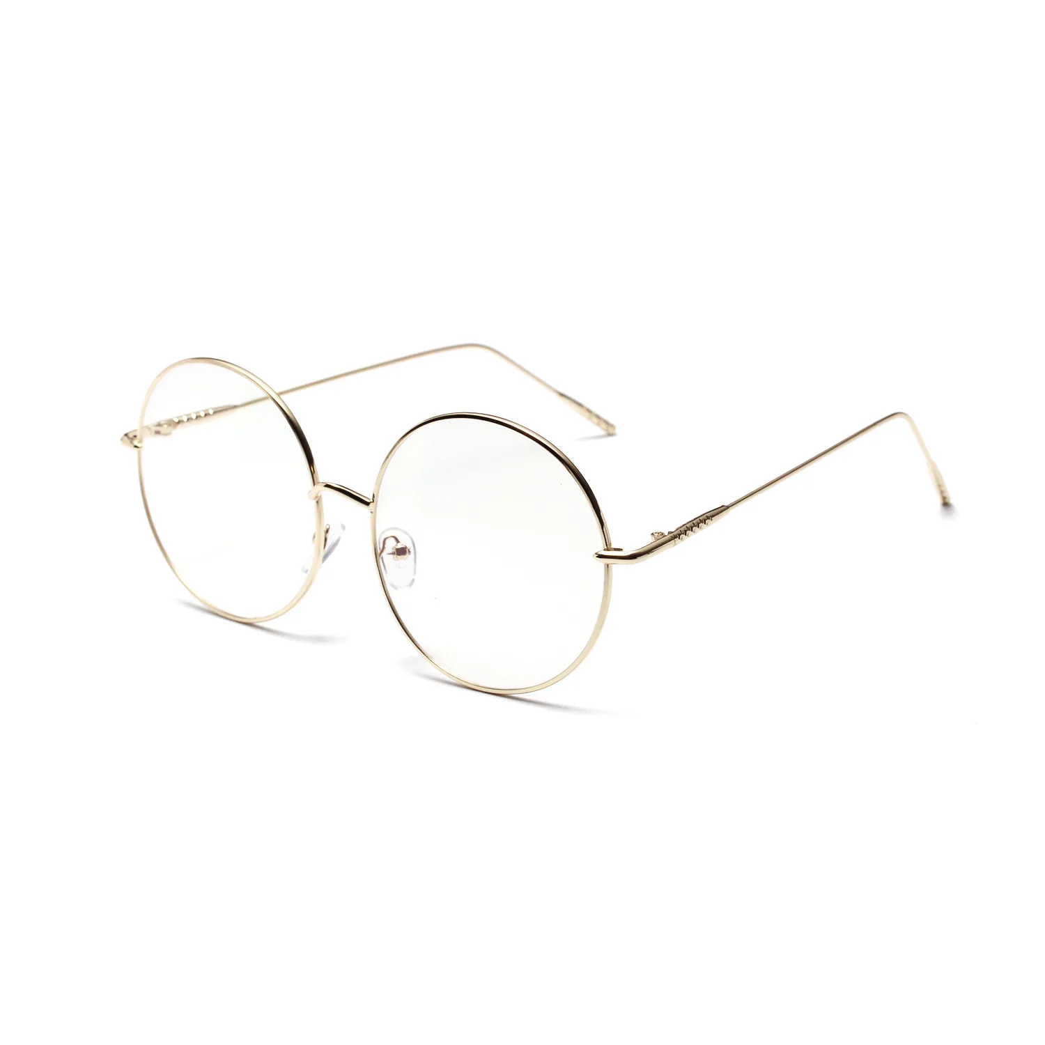 Metal çerçeve yuvarlak düz gözlük kadın ince çerçeve dekoratif gözlük erkekler ve kadınlar için uv400 Görüntü 1