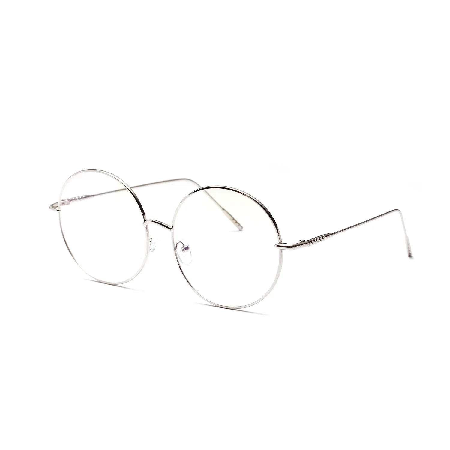 Metal çerçeve yuvarlak düz gözlük kadın ince çerçeve dekoratif gözlük erkekler ve kadınlar için uv400 Görüntü 2