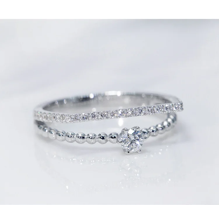 925 Gümüş Yüzük Kadınlar için Basit Tasarım Çift İstiflenebilir moda takı Gelin Setleri Düğün Nişan Yüzüğü Aksesuar Görüntü 3