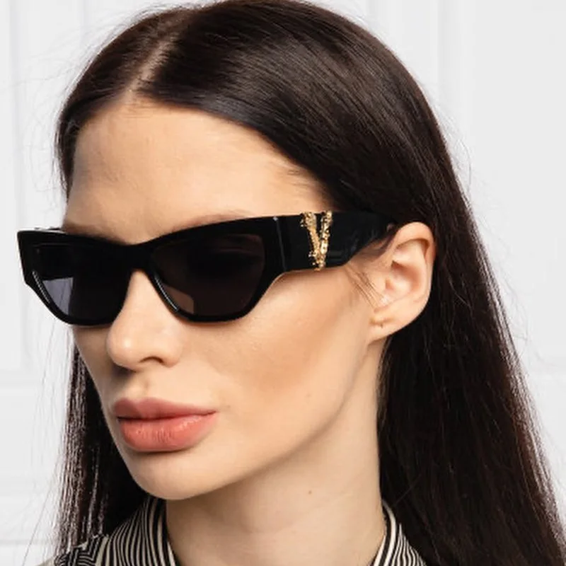 Kedi Gözü Güneş Gözlüğü Kadın Moda Yeni Vintage Kare Shades Erkekler Marka Tasarımcısı Lüks güneş gözlüğü UV400 Büyük Boy Gözlük Oculos Görüntü 3
