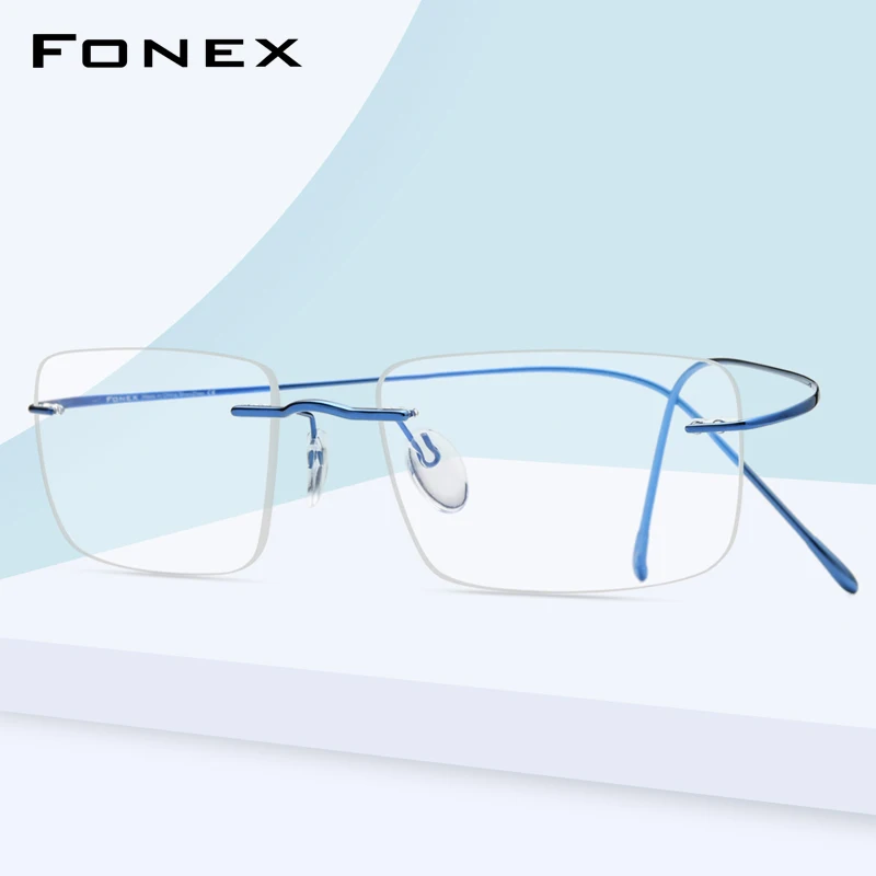 FONEX B Titanyum Gözlük Çerçevesi Erkekler 2020 Kadın Çerçevesiz Reçete Kare Gözlük Çerçeveleri Miyopi Optik Kore Gözlük F85634 Görüntü 2