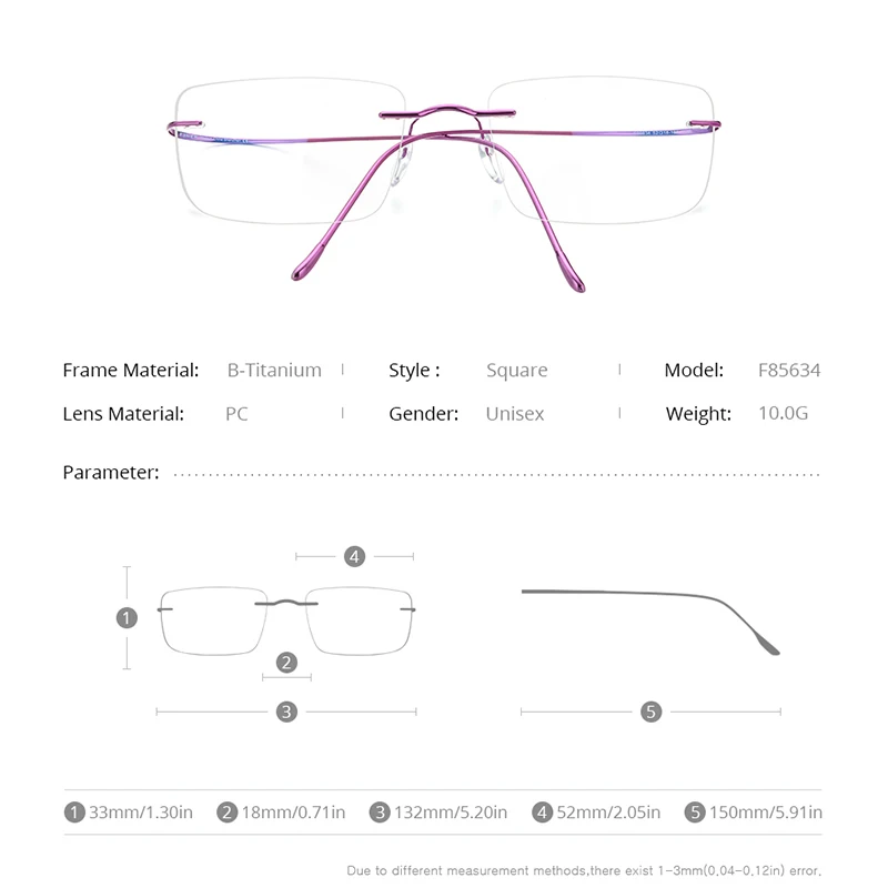 FONEX B Titanyum Gözlük Çerçevesi Erkekler 2020 Kadın Çerçevesiz Reçete Kare Gözlük Çerçeveleri Miyopi Optik Kore Gözlük F85634 Görüntü 3