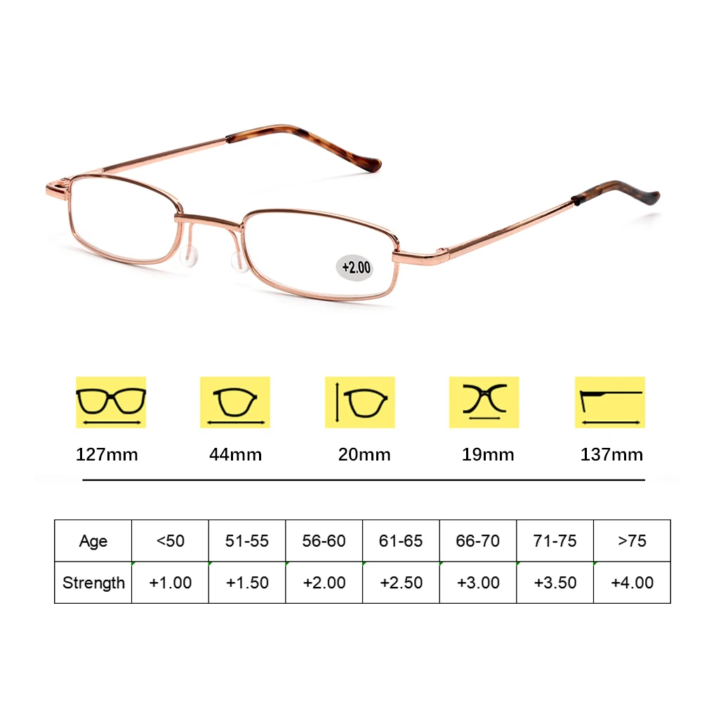 Qutzzmnd Taşınabilir Presbiyopik Gözlük Erkek Kadın okuma gözlüğü İçin Metal Kasa Bahar Menteşe Gözlük + 1.00~ + 4.00 Görüntü 4