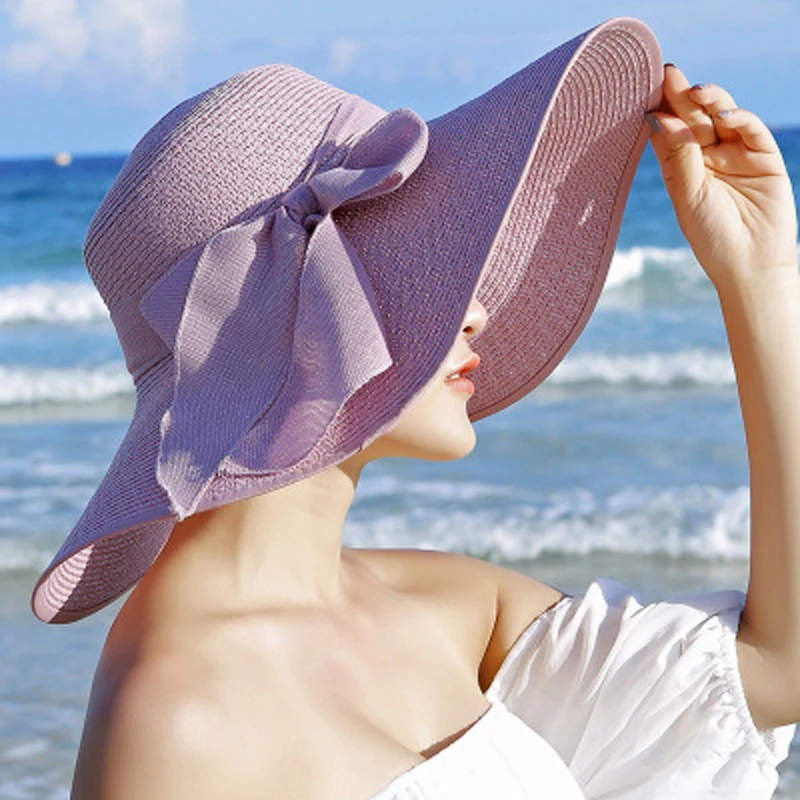 Güneş şapkası kadınlar İçin Büyük Brim Disket Şapka Açık plaj şapkası Katlanabilir Yaz UV Koruma Seyahat Rahat Kapaklar Kadın Chapéu Feminino Görüntü 2