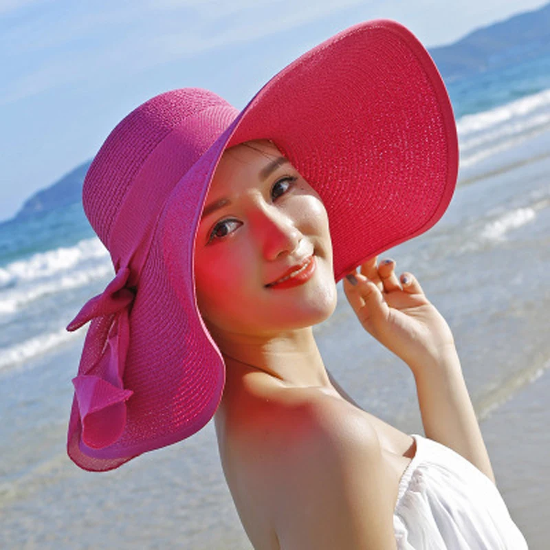 Güneş şapkası kadınlar İçin Büyük Brim Disket Şapka Açık plaj şapkası Katlanabilir Yaz UV Koruma Seyahat Rahat Kapaklar Kadın Chapéu Feminino Görüntü 4