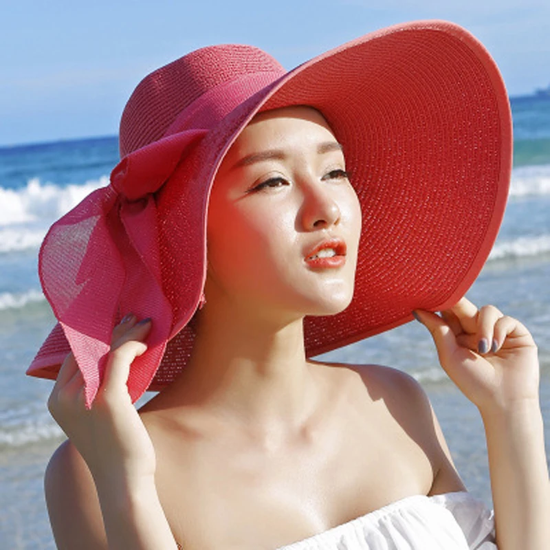 Güneş şapkası kadınlar İçin Büyük Brim Disket Şapka Açık plaj şapkası Katlanabilir Yaz UV Koruma Seyahat Rahat Kapaklar Kadın Chapéu Feminino Görüntü 5