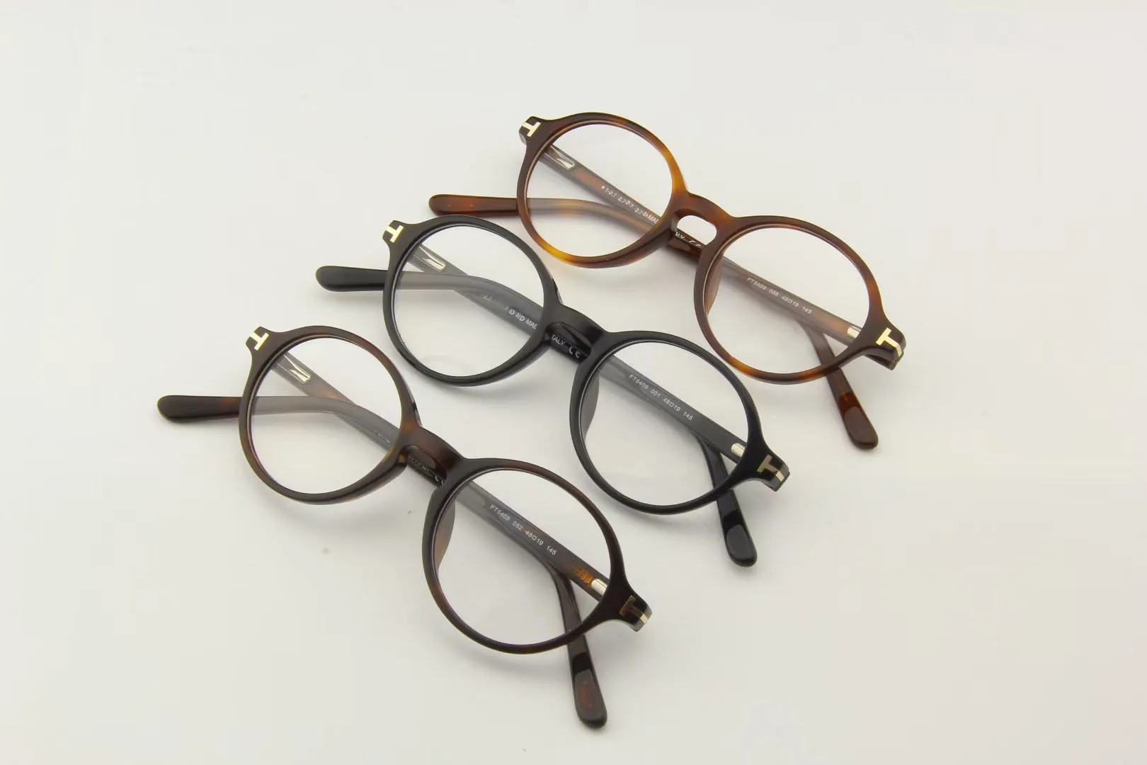 TOM Marka Vintage Yuvarlak Asetat Gözlük Çerçeve Kadın Erkek Miyopi Optik Gözlük Lüks Reçete Gözlük Çerçeveleri TF5409 Görüntü 5