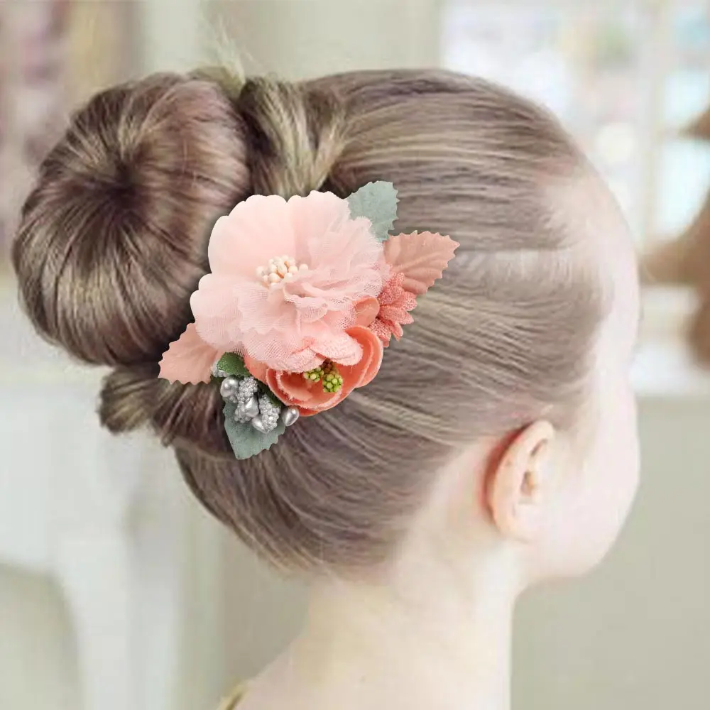 CN Kızlar Şifon Çiçek Saç Klipleri Prenses Şapkalar Butik Çocuk Tokalar Sevimli Tokalar Pimleri Bebek Toddlers için Saç Tokası Görüntü 5
